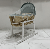 سلة موسى اخضر مع حامل هزاز ابيض