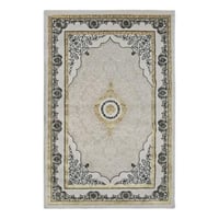 سجاد كلاسيك نقش تراثي فاخر – رمادي مع ذهبي