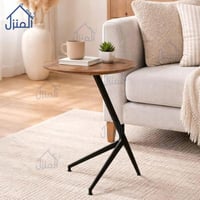 طاولة جانبية بسطح خشبي وقاعدة معدنية – لمسة عملية...
