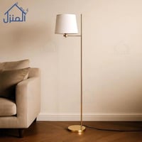 أباجورة ستاند بثبات ذهبي أبيض