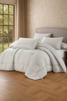 مفرش سرير فاخر وجهين مايكروفايبر رمادي فاتح سادة