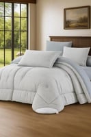 مفرش سرير وجهين مايكروفايبر رمادي فاتح سادة