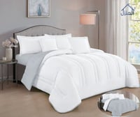 مفرش إيزل وجهين مايكروفايبر لون أبيض و فضي