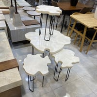 طقم طاولات جذع الشجرة لون بيج