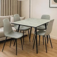 طاولة طعام مع 4 كراسي لون رصاصي سلوفا أسود