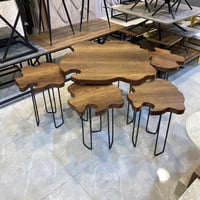 طقم طاولات جذع الشجرة لون بني