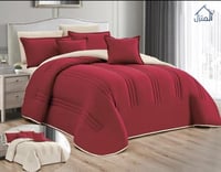 مفرش إيزل وجهين مايكروفايبر لون أحمر و بيج