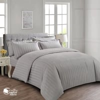 طقم مفرش فندقي رمادي مقلم ملكي فاخر جدا قطن 100٪ ل...