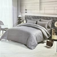 طقم مفرش فندقي نفر مقلم لون رمادي غامق 5 قطع مقاس...