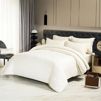 طقم مفرش فندقي نفر مقلم لون سكري 5 قطع مقاس 140 02...