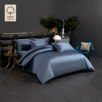 طقم مفرش فندقي كحلي سادة ملكي فاخر جدا قطن 100٪ 7...