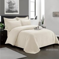 طقم مفرش فندقي مقلم لون سكري بدون حشوة مقاس مزدوج...