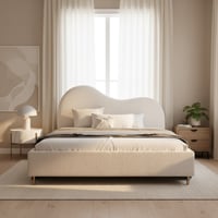 سرير مودرن راوند الفاخر مناسب مع قماش بوكليه