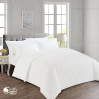 طقم مفرش فندقي ابيض مقلم ملكي فاخر جدا قطن 100٪ 5...