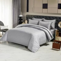 طقم مفرش فندقي نفر مقلم لون رمادي 5 قطع مقاس 140 0...