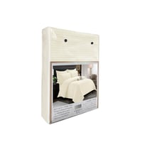 طقم مفرش فندقي مقلم لون ابيض مطفي بدون حشوة مقاس م...