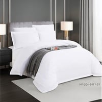 طقم مفرش فندقي سادة لون أبيض بدون حشوة مقاس مزدوج...