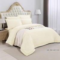 طقم مفرش فندقي سادة لون سكري بدون حشوة مقاس مزدوج...