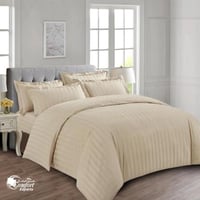 طقم مفرش فندقي بيج مقلم ملكي فاخر جدا قطن 100٪ 5 ق...