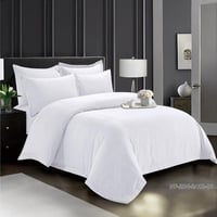 طقم مفرش فندقي مقلم لون أبيض بدون حشوة مقاس مزدوج...