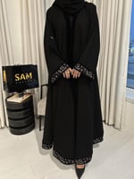 عبايه دبل كلوش كم مخمل مشجر #215