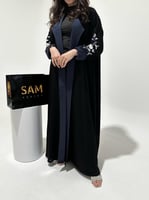 عبايه بتطريز كحلي و ابيض #176