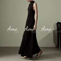 فستان ماكسي نص هاي نيك خامة مرنه ناعمة بدون اكمام...