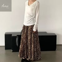 تنورة طويلة ماكسي خامة ناعمة مشجرة ب نقشة الفهد كش...