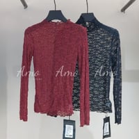 بلوزة أكمام طويلة قماش دانتيل ناعم مخصرة استرتش MA...