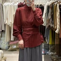 بلوزة لون احمر برغندي بزراير أمامية بكرافت MABL170...