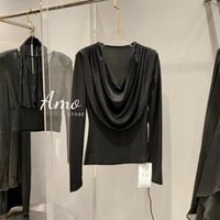 بلوزة سهرة درابي أسود خامة سلوفان لمعه MABL2336