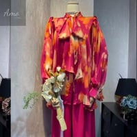 بلوزة مشجرة بزراير أمامية بكرافت مقاسها كبير MABL3...