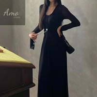 فستان ماكسي تصميم كلاسيك خامة تل مخصر يظهر جمالك و...