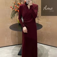 فستان لون احمر برغندي طويل ماكسي لف على الخصر بكسر...