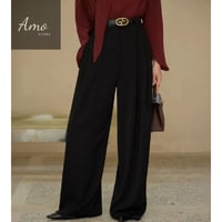 بنطلون طويل رسمي أنيق بحزام لون أسود فخم MATR7053D...