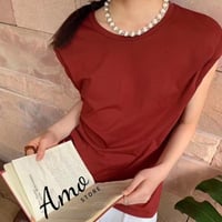 تيشيرت لون برغندي ساده الكم حرف V مبروم MATS250666