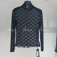 بلوزة أكمام طويلة قماش دانتيل ناعم مخصرة استرتش لو...