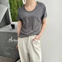 تيشيرت نص كم قطن حرير ناعم على الجسم MATS3068