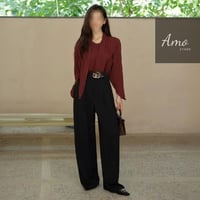 بنطلون طويل رسمي أنيق بحزام لون أسود فخم MATR7053D...