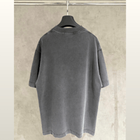 تي شيرت رجالي قطن لون رمادي بأكمام قصيرة وياقة مدو...