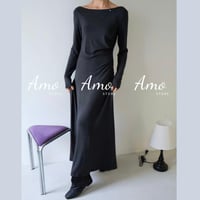 فستان ماكسي بأكمام طويلة بدرابي خامة مرونة عالية ب...