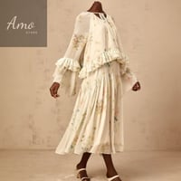 فستان لون سكري واسع مشجر كلاسيك قطعتين MADS59353#