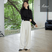 بنطلون طويل رسمي أنيق بحزام لون أبيض اوف وايت MATR...