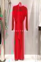 جمبسوت نسائي سهرة سواريه لون أحمر بحزام لف على الخ...