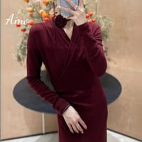 فستان لون احمر برغندي طويل ماكسي لف على الخصر بكسر...