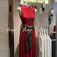 فستان ماكسي نص هاي نيك خامة مرنه ناعمة بدون اكمام...