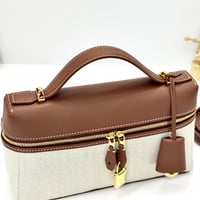 شنطة لورو بيانا إكسترا ال 23 جلد مع قماش بلون الكر...