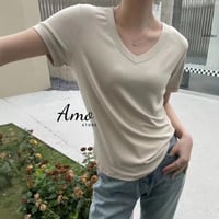 تيشيرت نص كم فتحة الرقبة شكل V خامه ناعم MATS3116