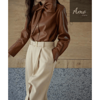 بنطلون طويل رسمي أنيق بحزام لون بيج MATR7060DQ