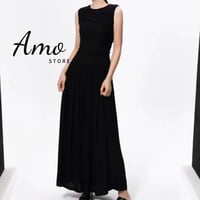 فستان أسود طويل خامة قطن بدون اكمام كاجوال MADR815...